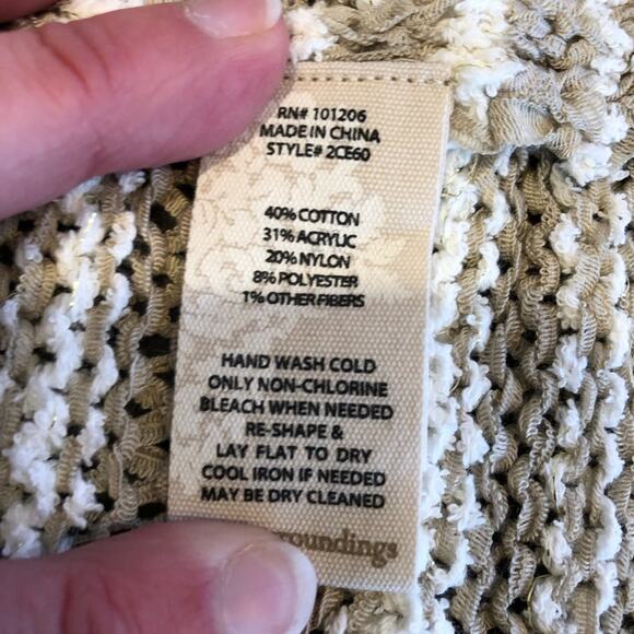 Soft Surroundings tan cream striped knit open front long cardigan sweater Small - Picture 8 of 14